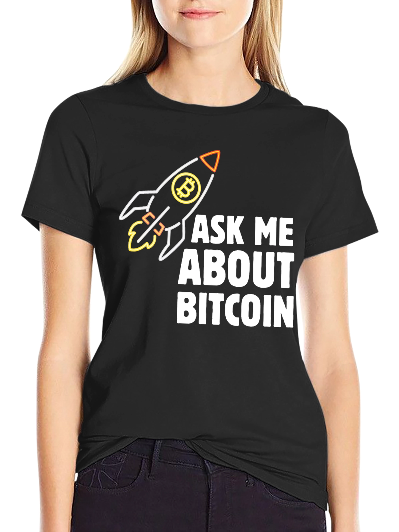 Ask Me About Bitcoin Rocket T-Shirt