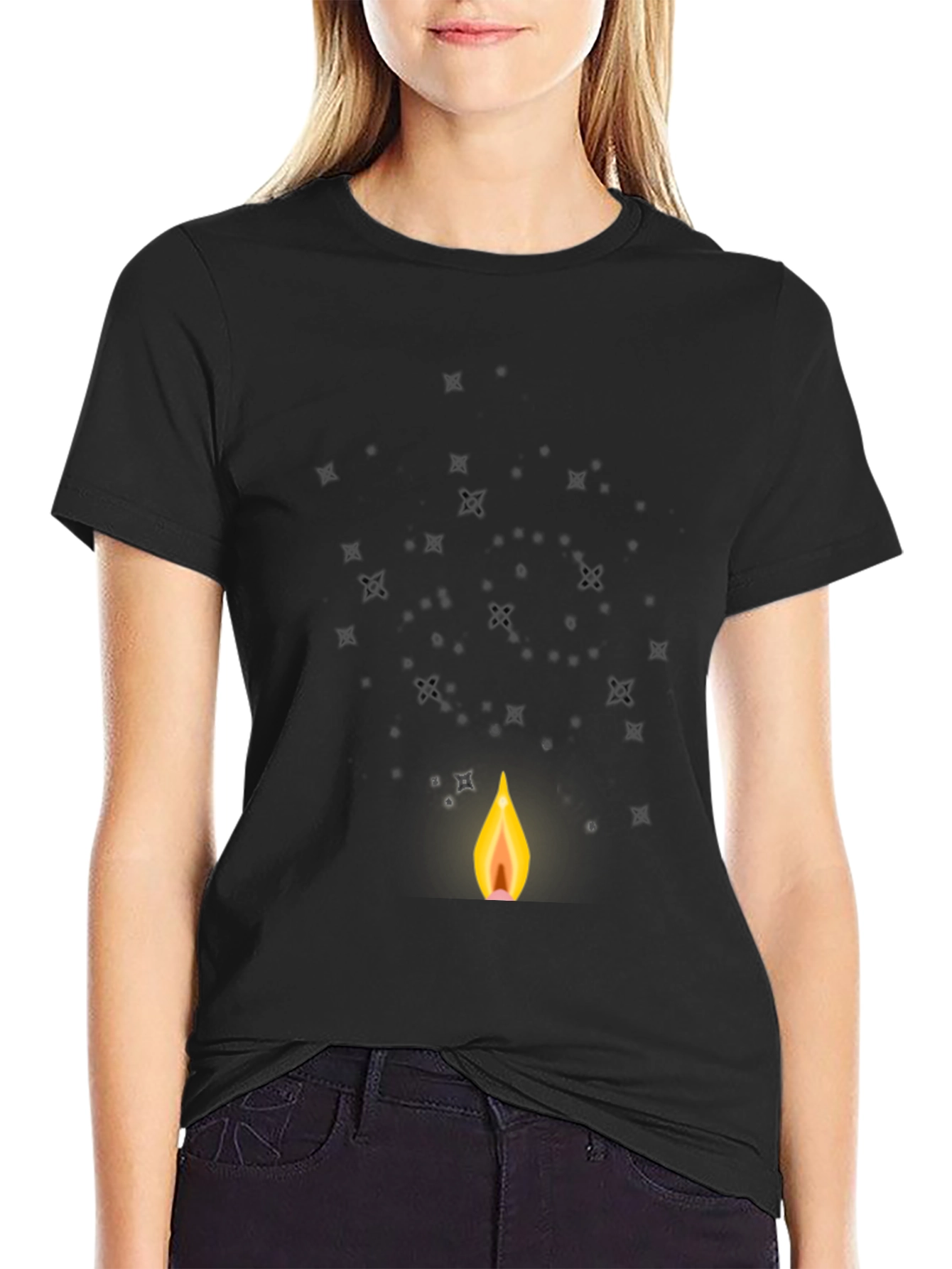 Sparkling Flame Graphic Tee - Classic Black