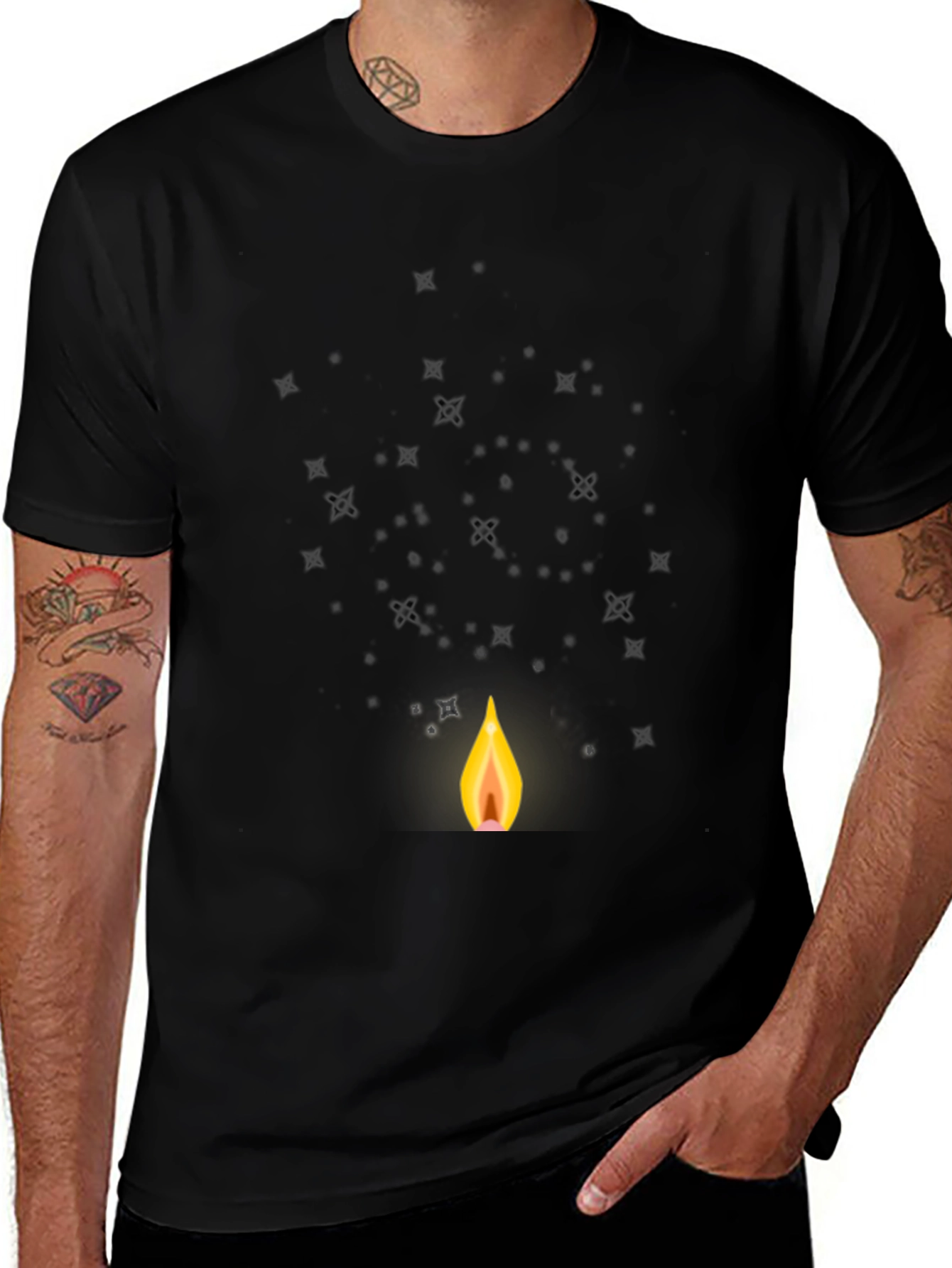 Sparkling Flame Graphic Tee - Classic Black