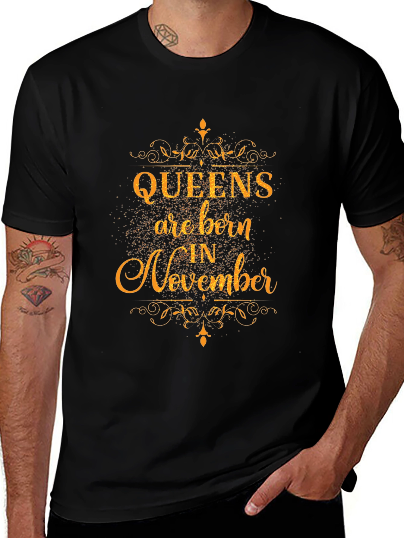 Queens Are Born in November Black T-Shirt