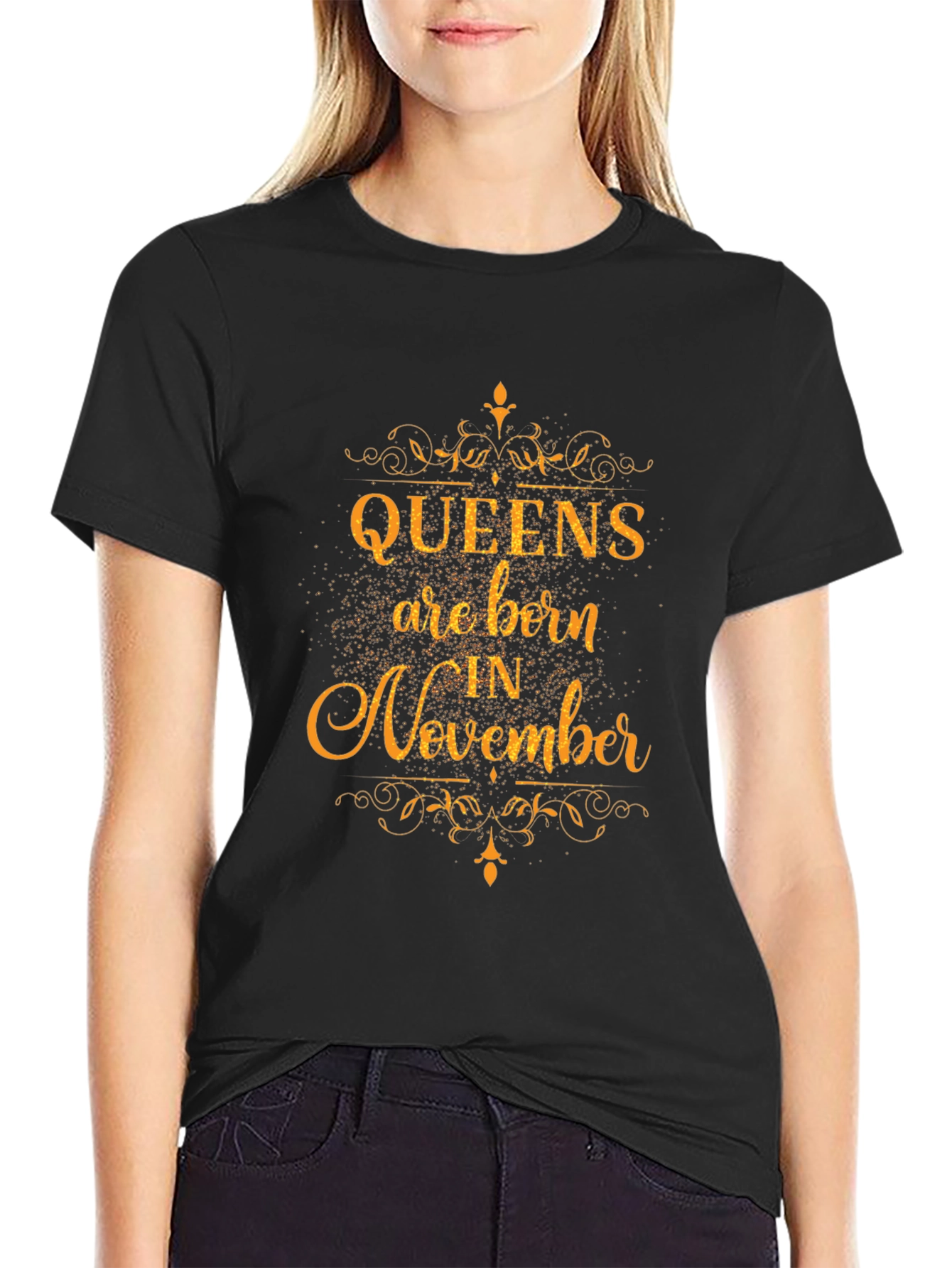 Queens Are Born in November Black T-Shirt