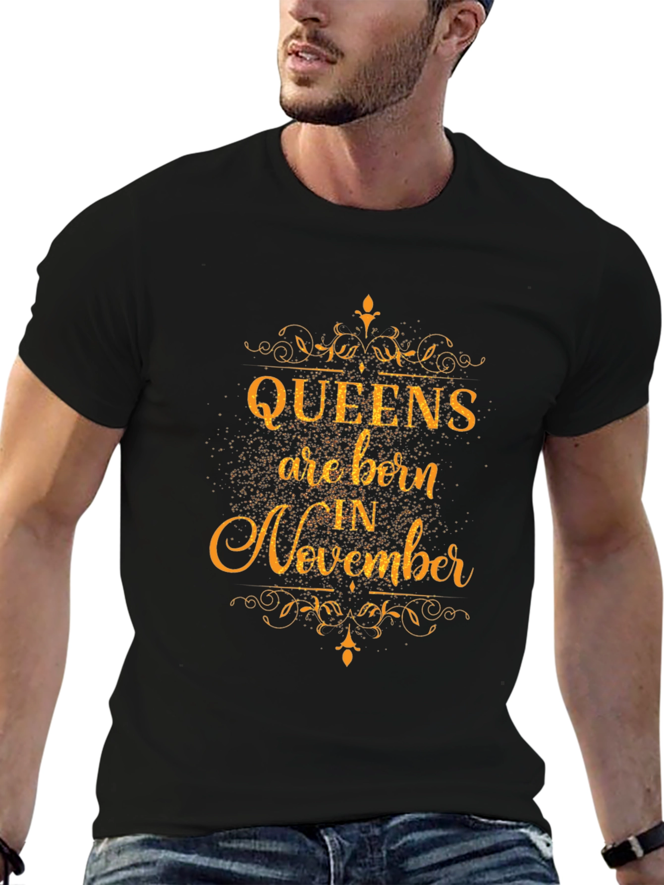 Queens Are Born in November Black T-Shirt