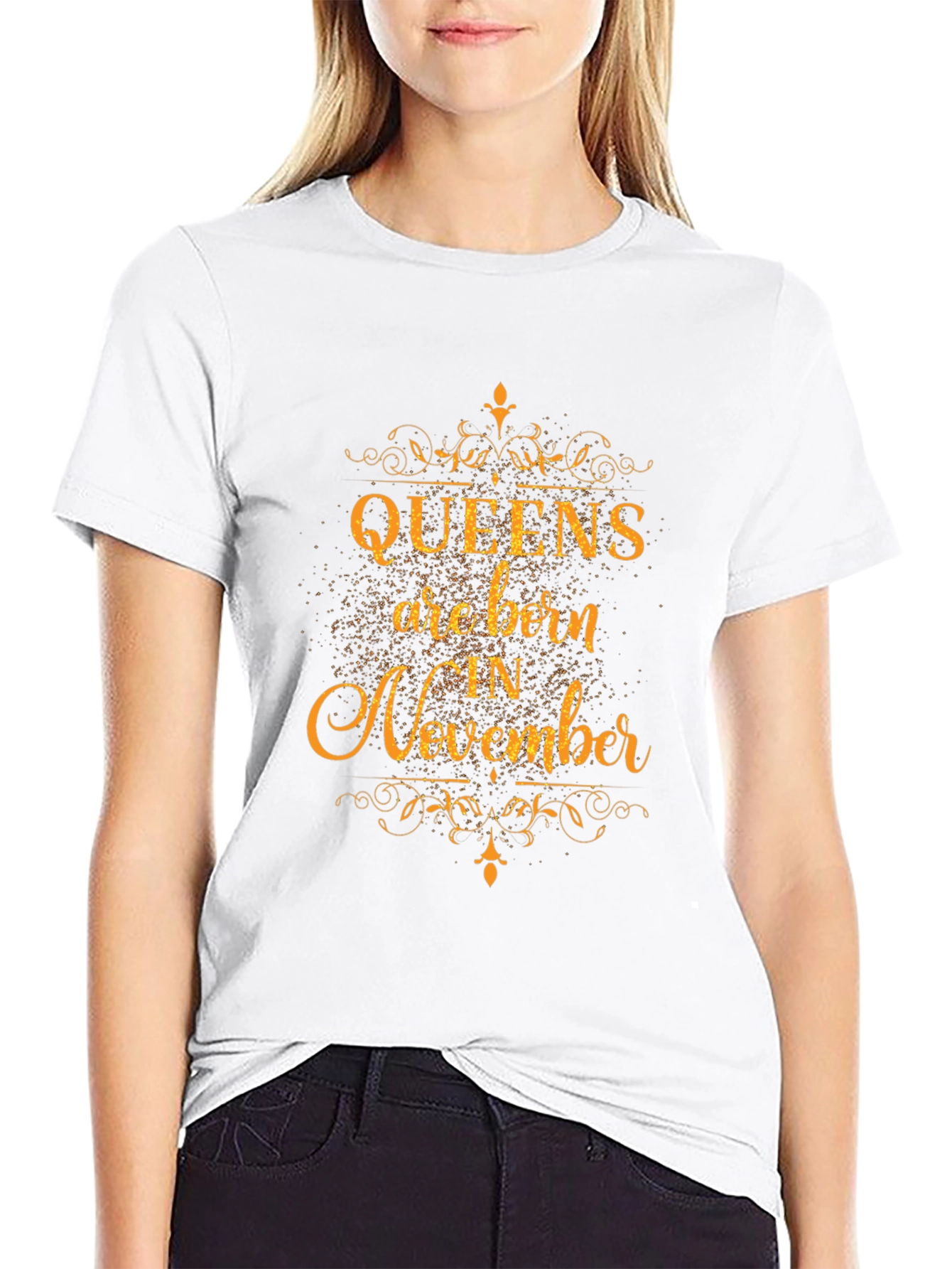 Queens Are Born in November Black T-Shirt