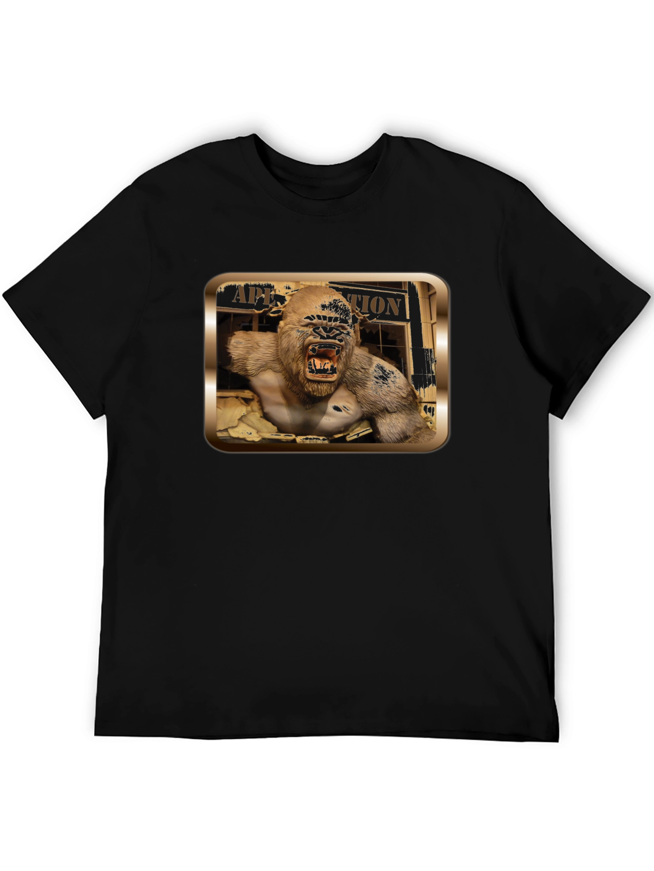 Angry Ape Graphic Print Black T-Shirt