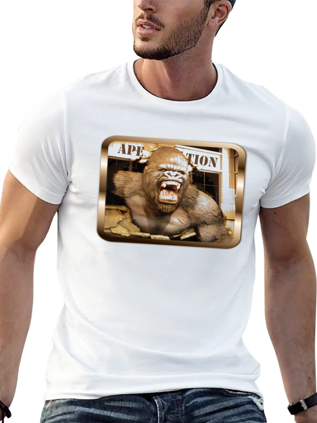 Angry Ape Graphic Print Black T-Shirt
