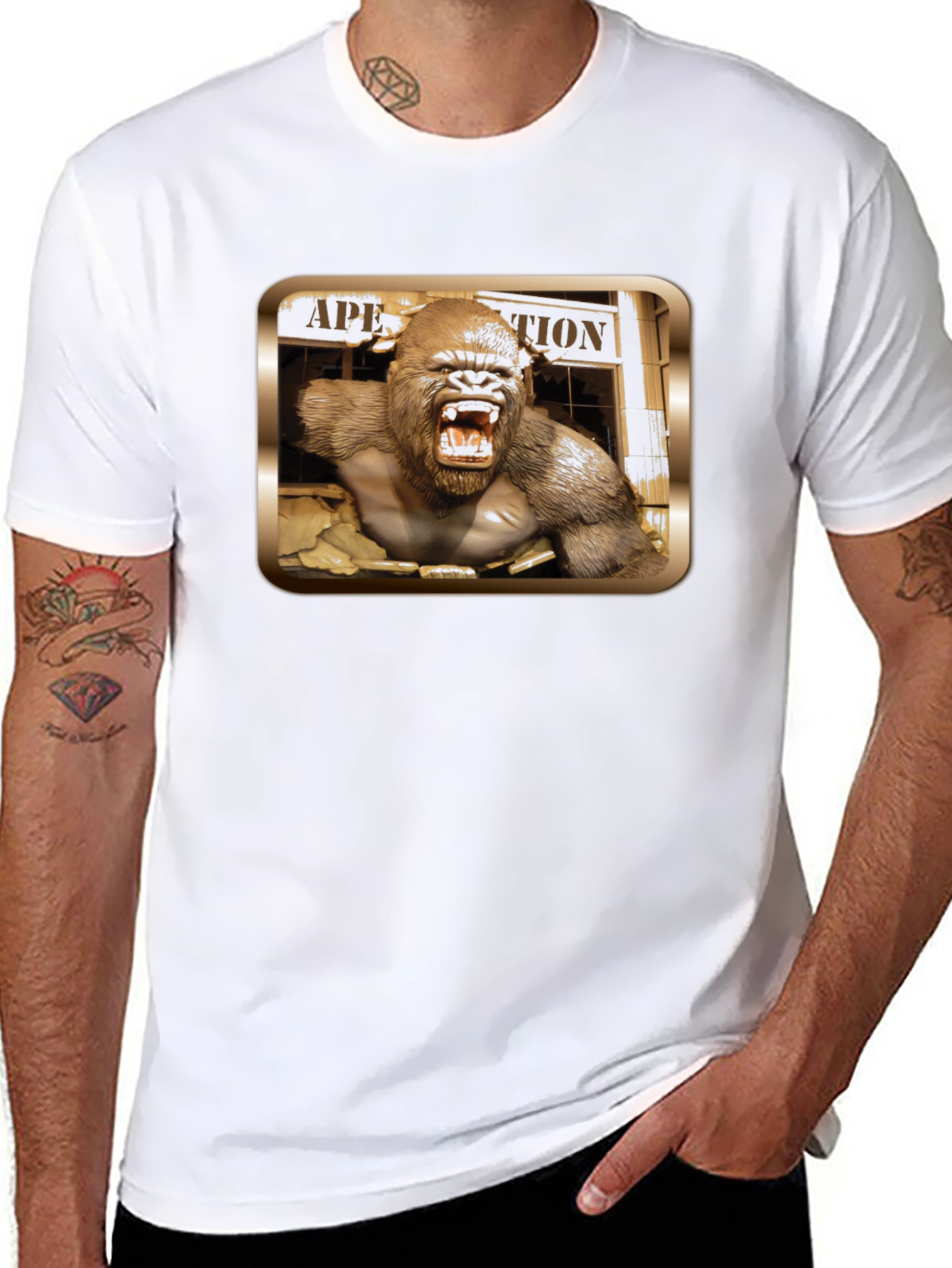 Angry Ape Graphic Print Black T-Shirt