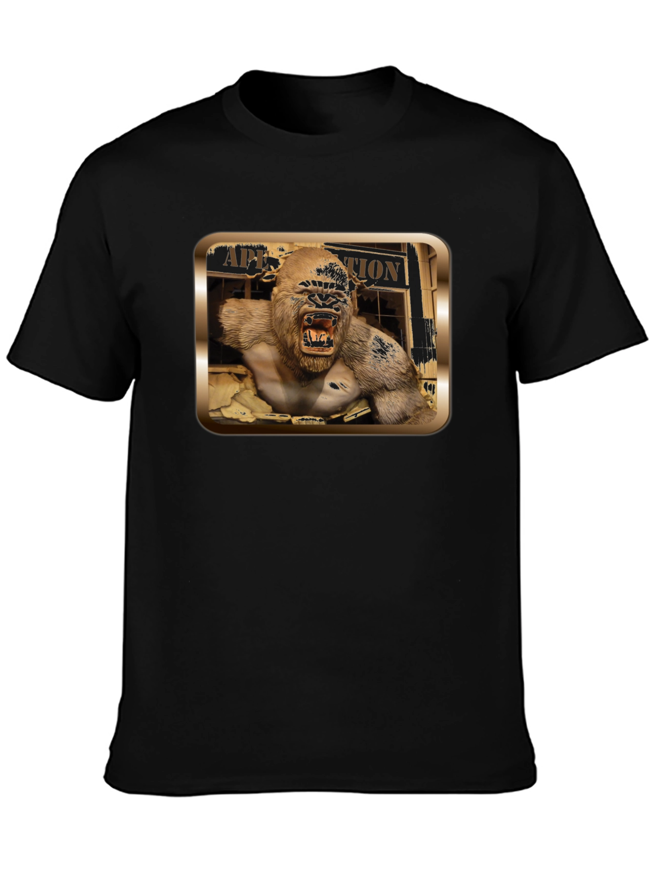 Angry Ape Graphic Print Black T-Shirt