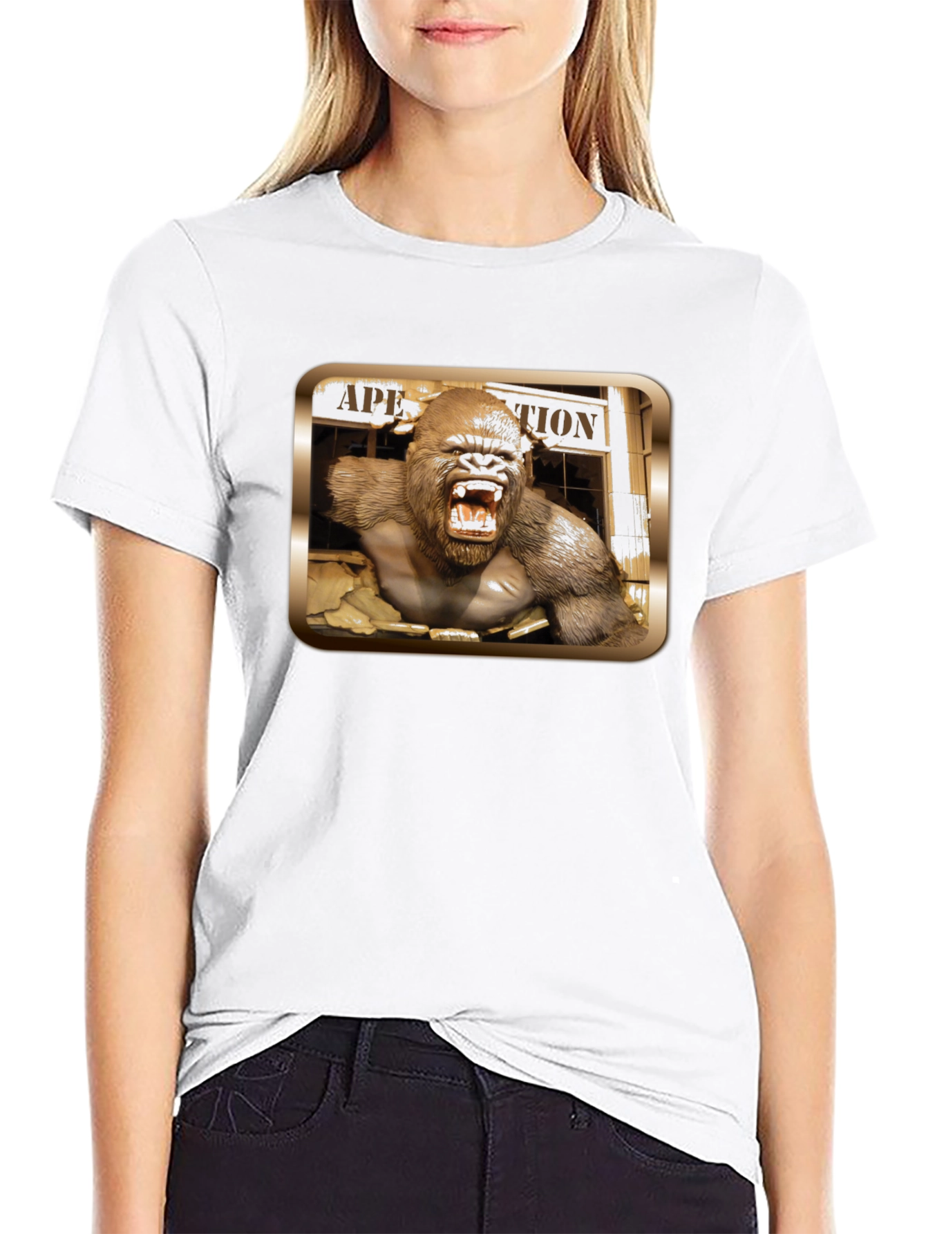 Angry Ape Graphic Print Black T-Shirt