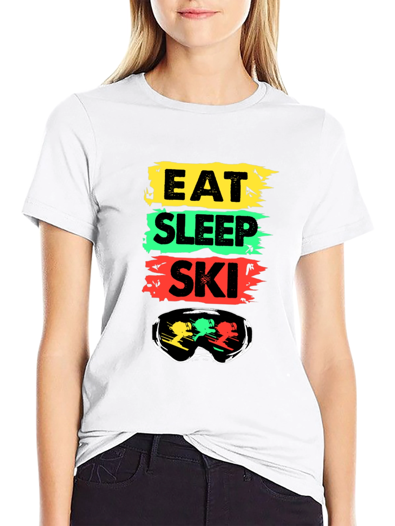 Eat Sleep Ski Black T-Shirt