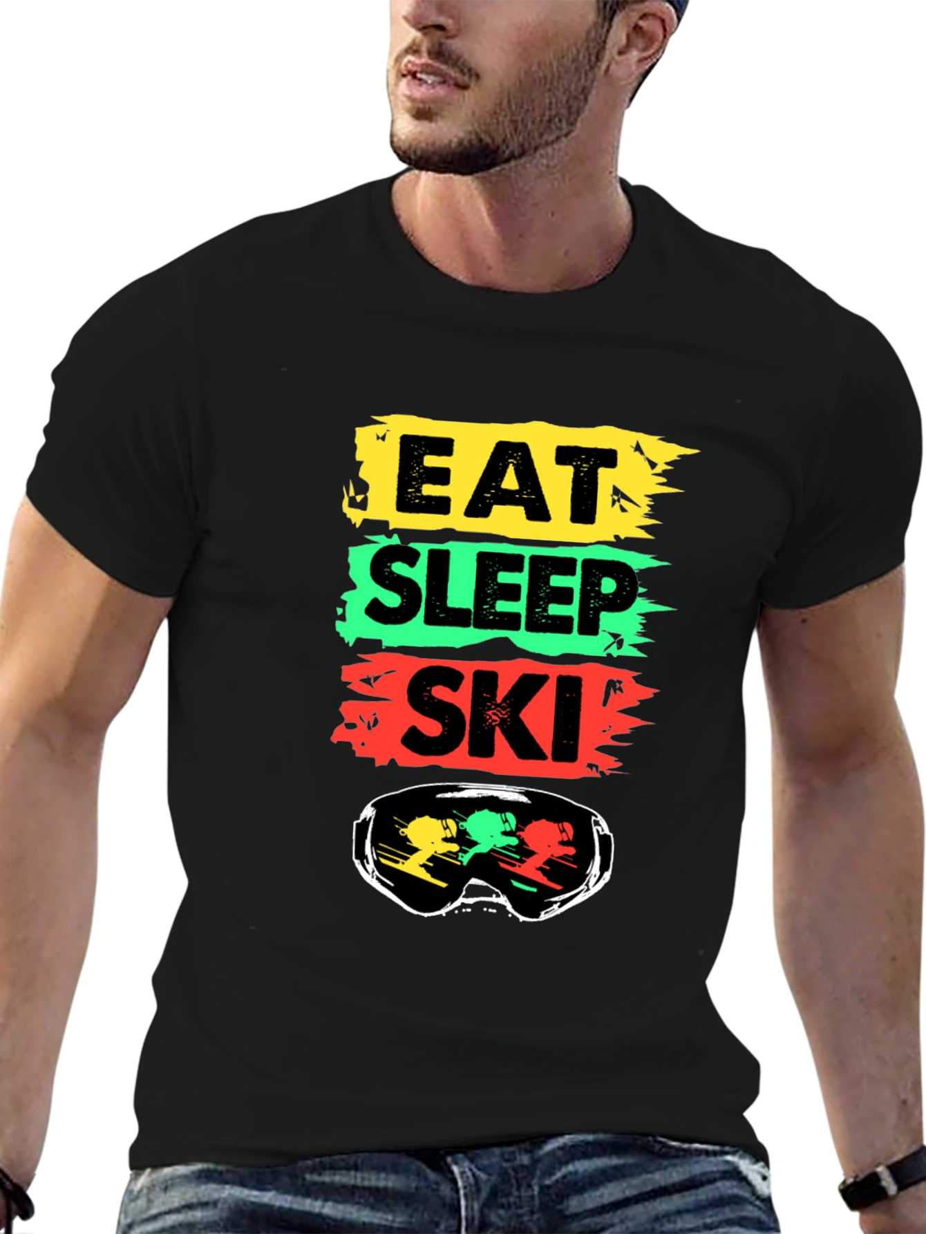 Eat Sleep Ski Black T-Shirt