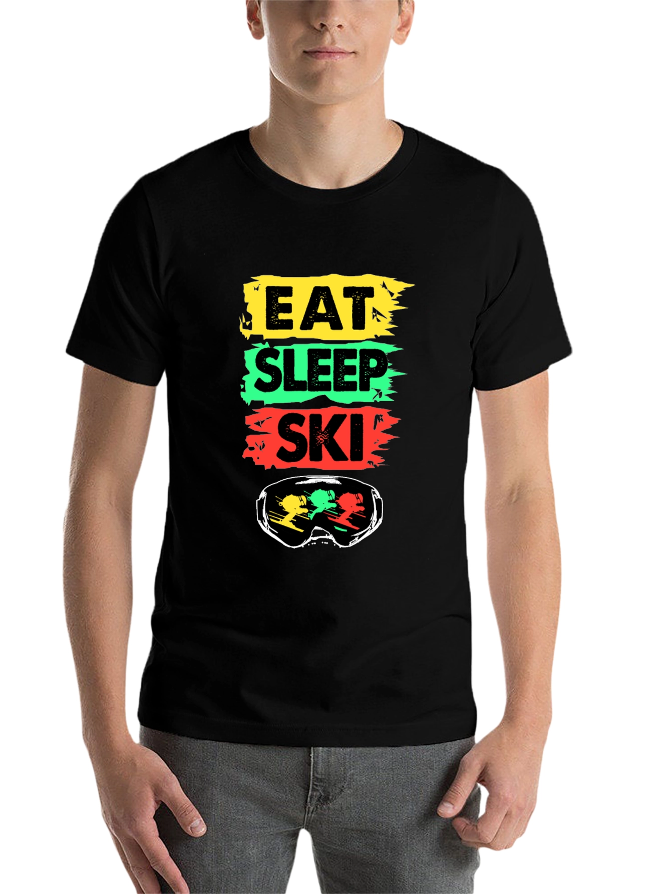 Eat Sleep Ski Black T-Shirt