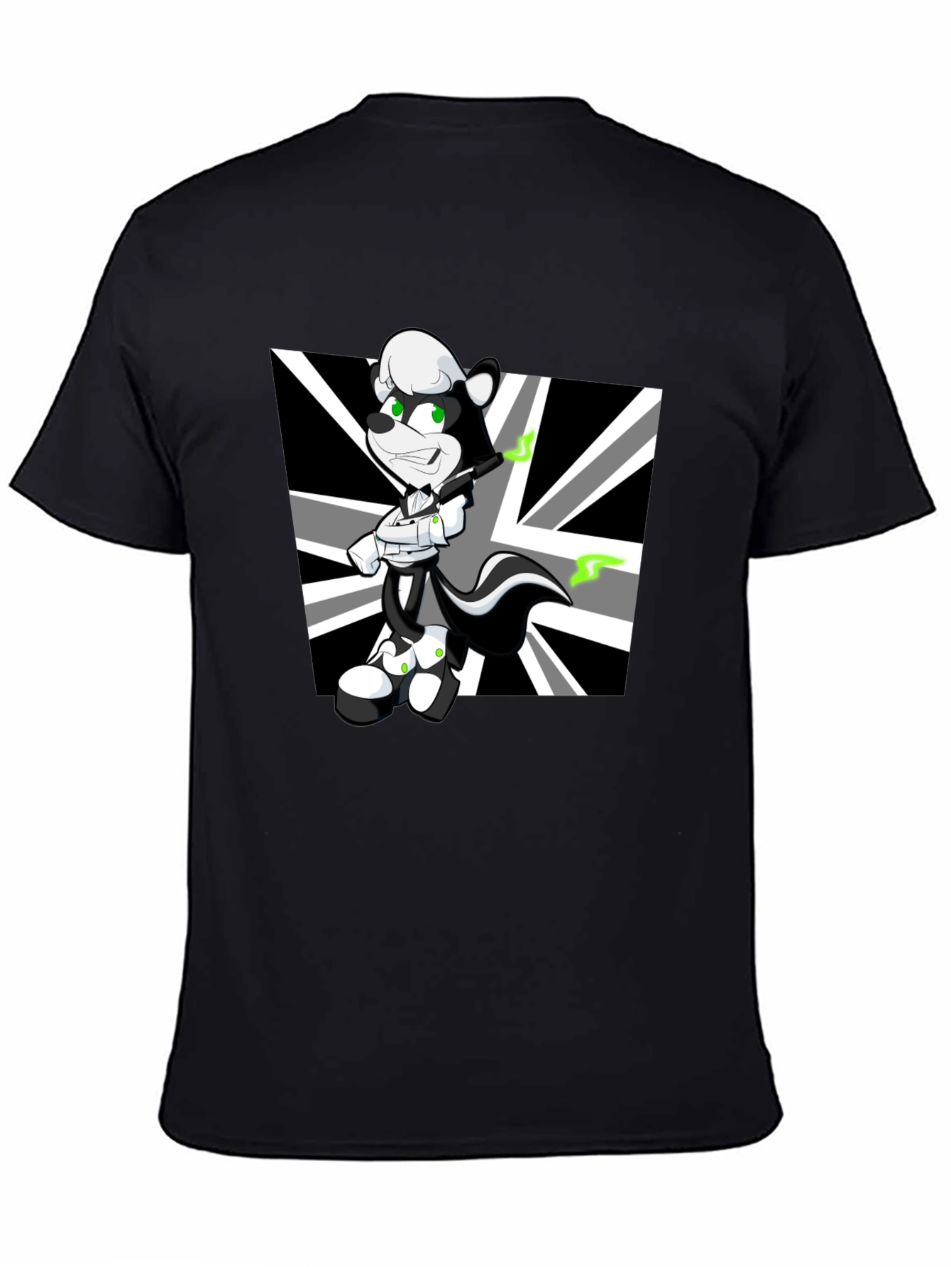 Cartoon Skunk Graphic Black T-Shirt