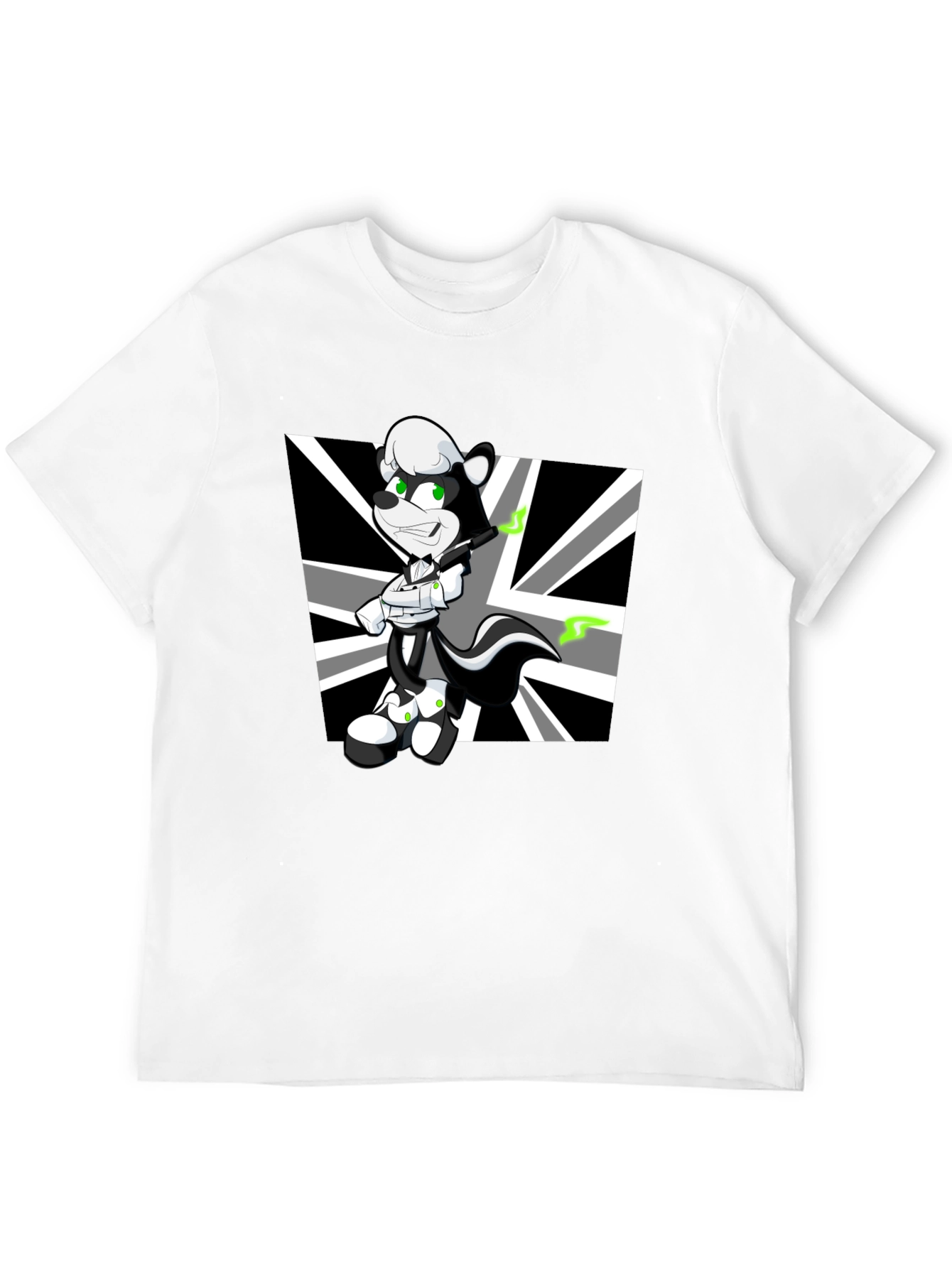 Cartoon Skunk Graphic Black T-Shirt