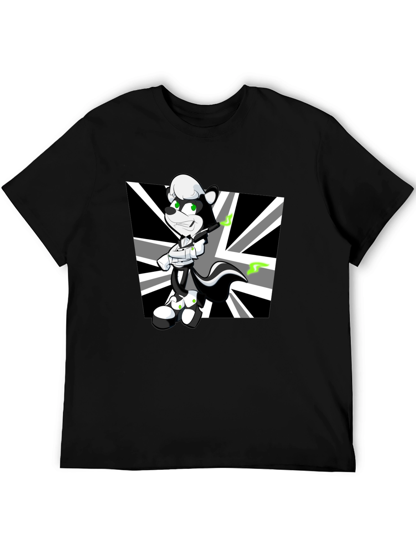 Cartoon Skunk Graphic Black T-Shirt