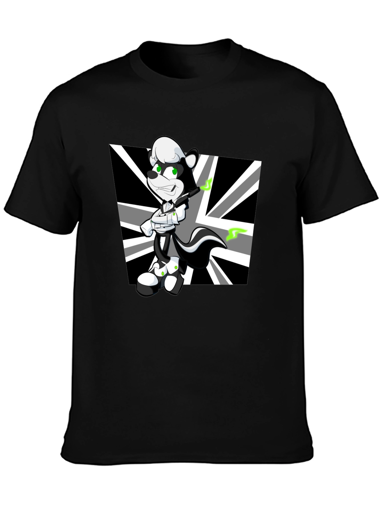 Cartoon Skunk Graphic Black T-Shirt