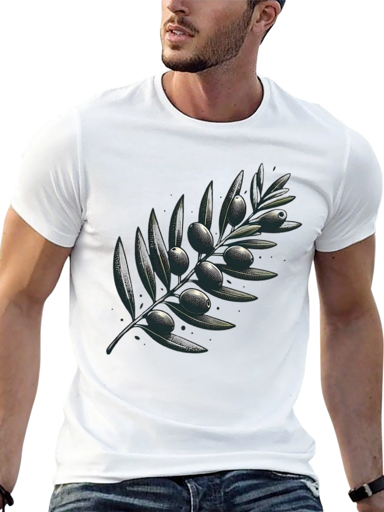 Olive Branch Graphic Black T-Shirt