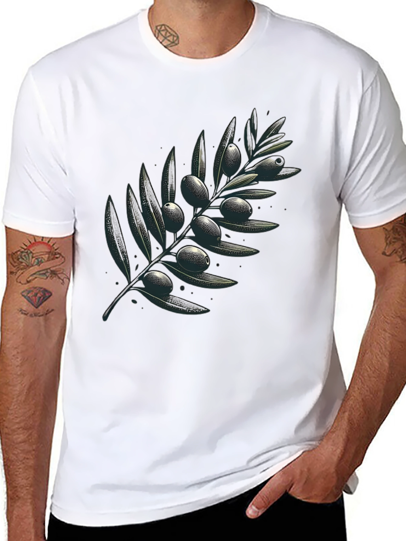 Olive Branch Graphic Black T-Shirt