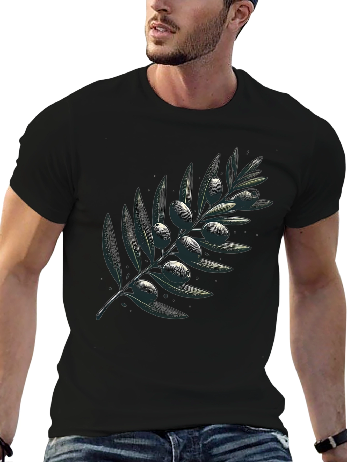 Olive Branch Graphic Black T-Shirt