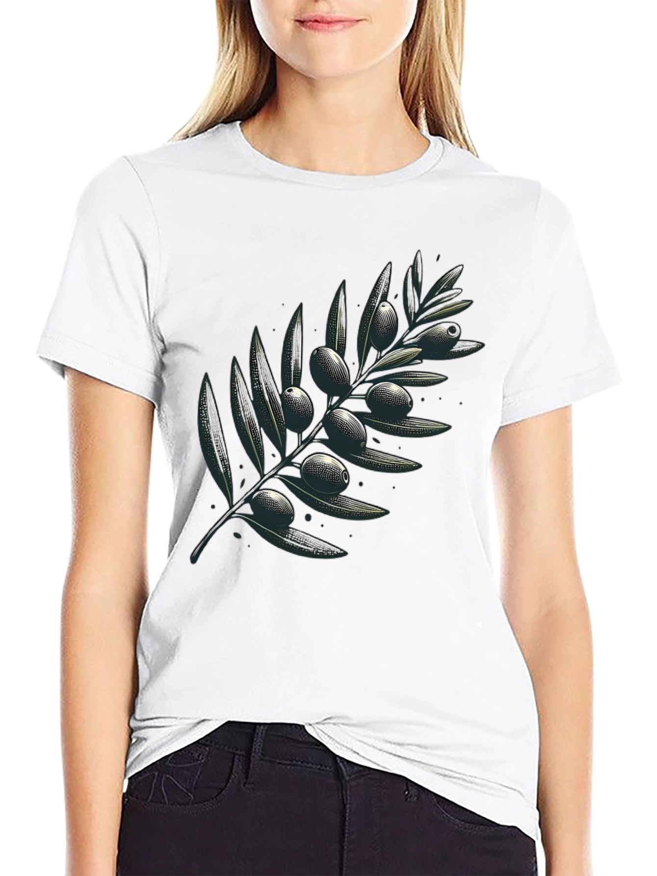 Olive Branch Graphic Black T-Shirt