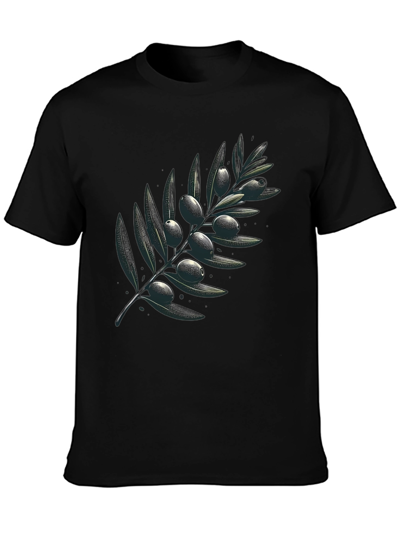 Olive Branch Graphic Black T-Shirt