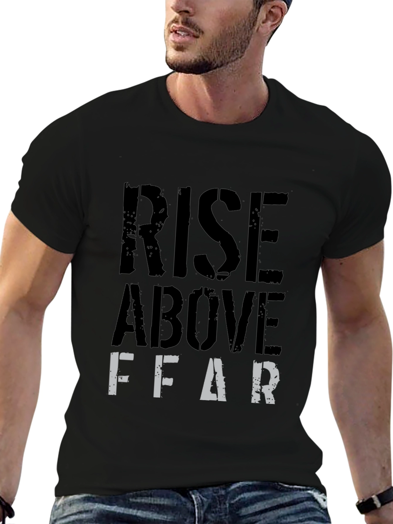 Rise Above Fear Graphic T-Shirt - Black