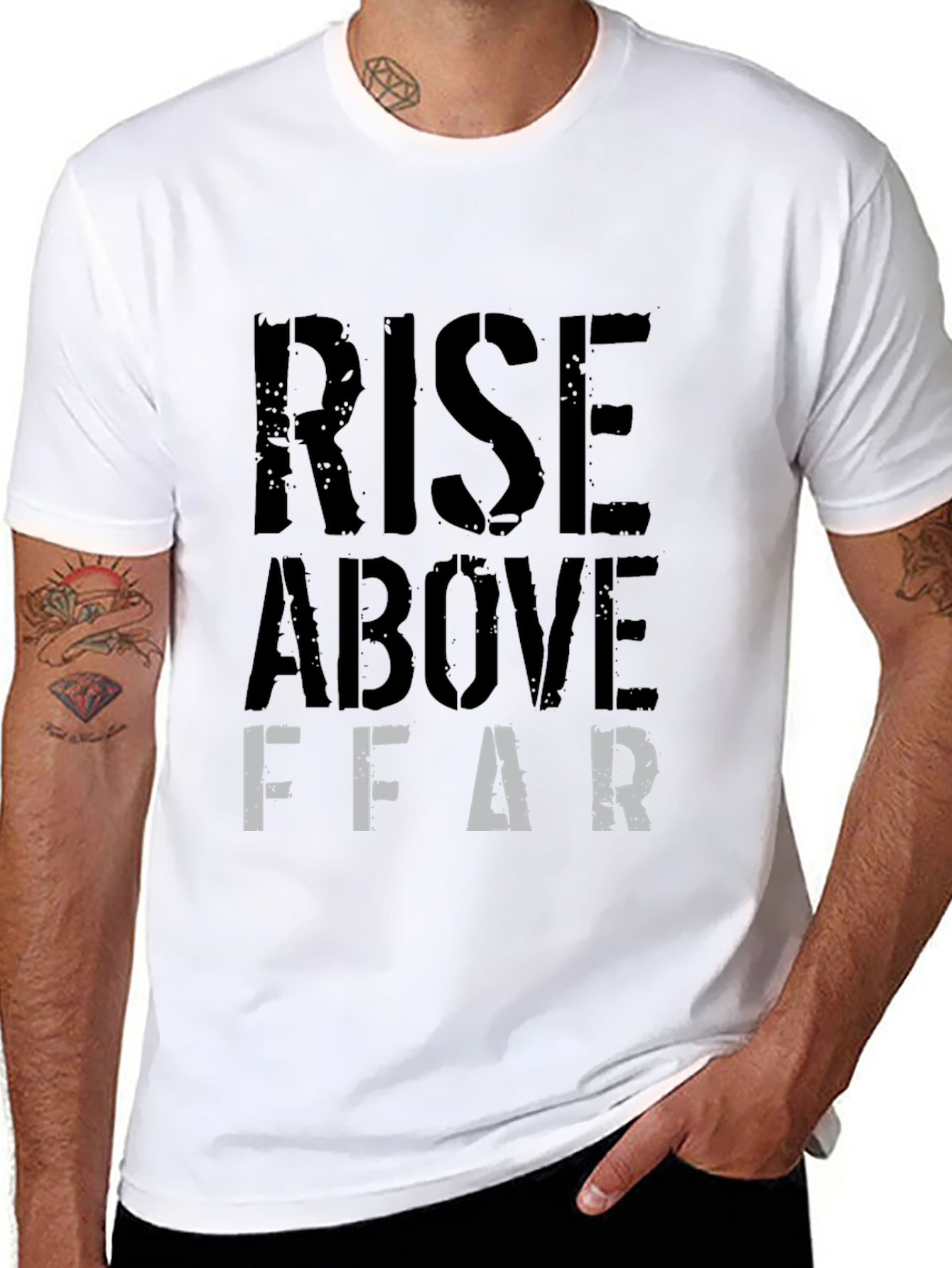 Rise Above Fear Graphic T-Shirt - Black
