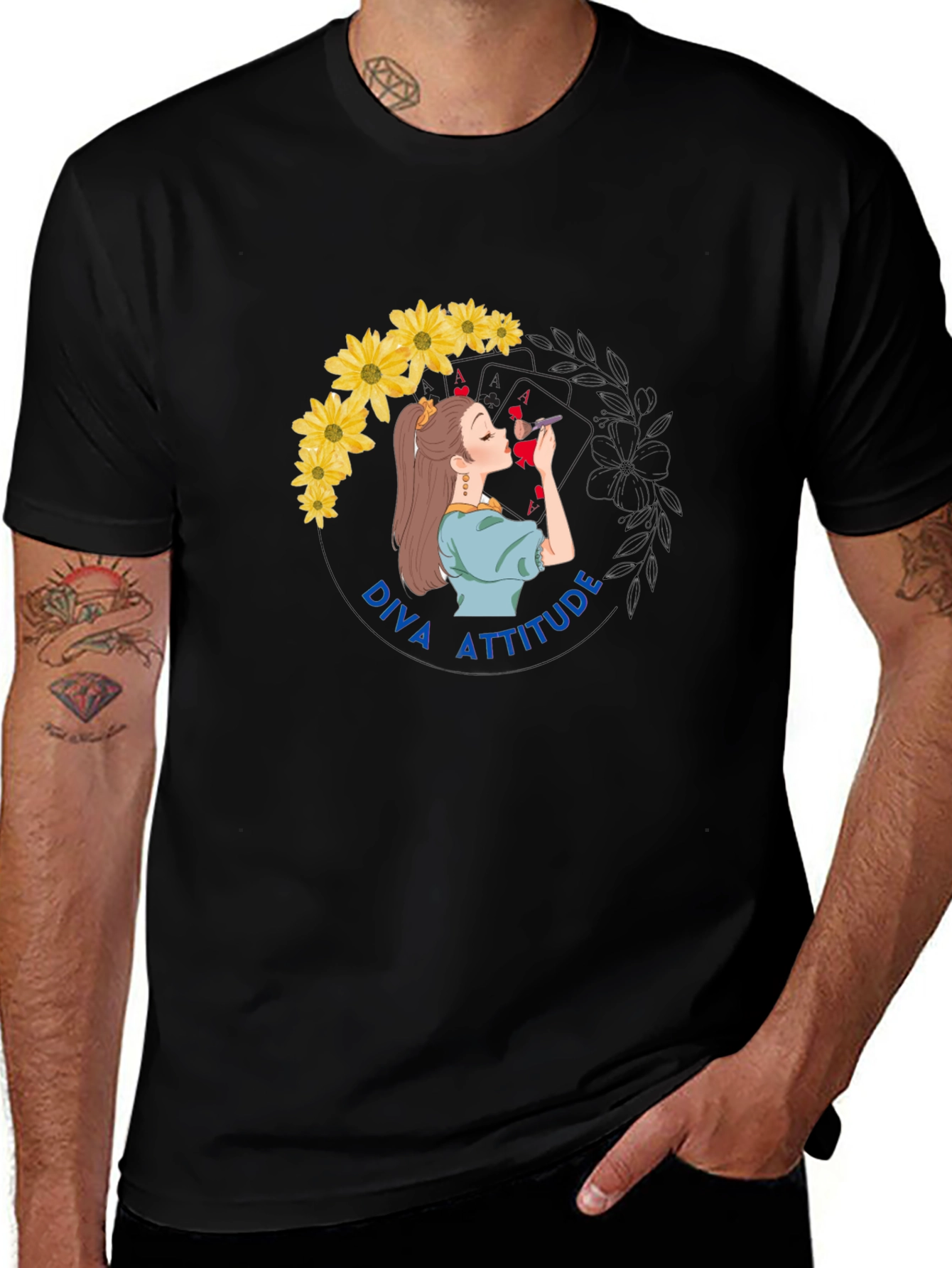 Diva Attitude Graphic Print Black T-Shirt