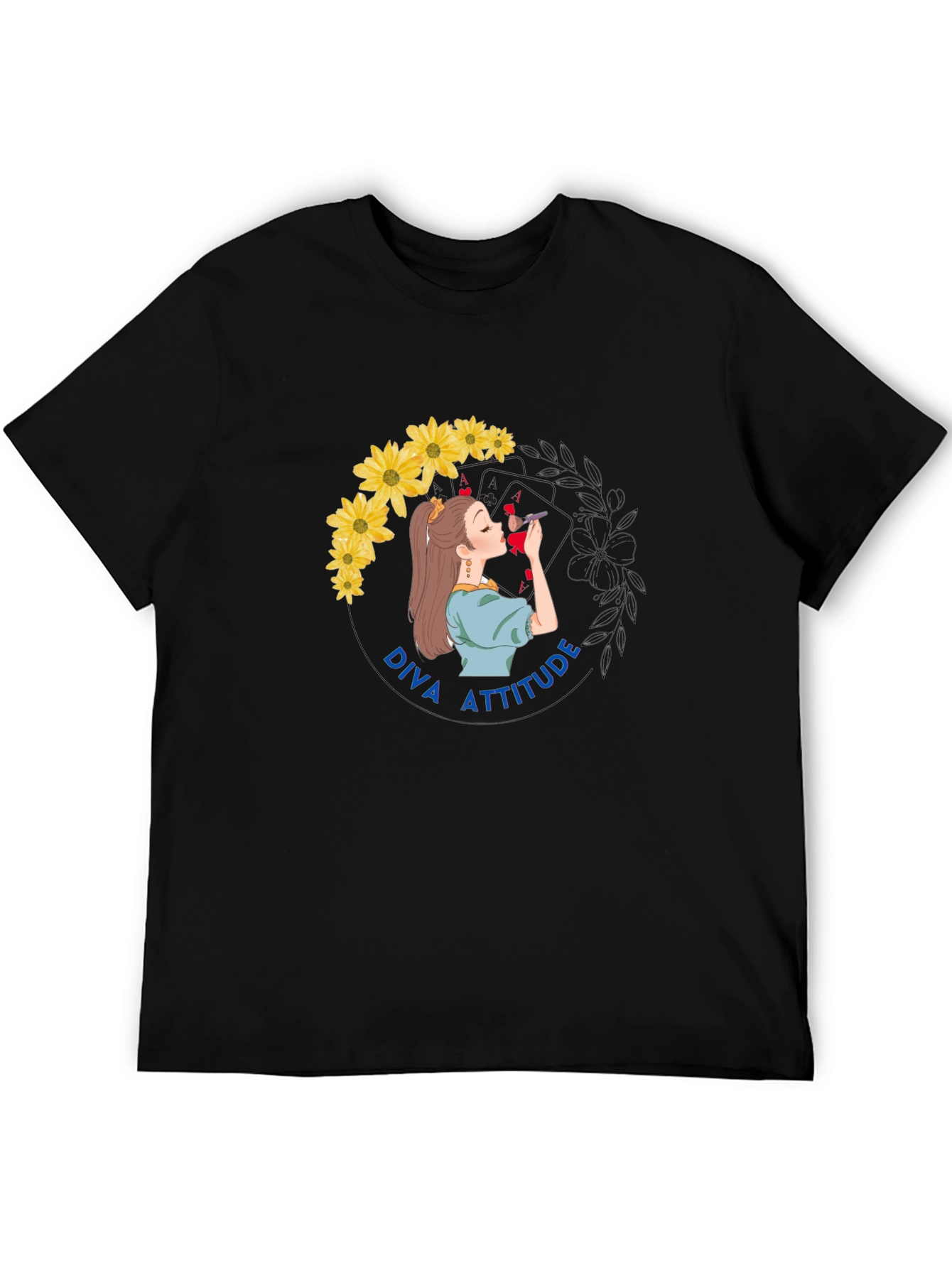 Diva Attitude Graphic Print Black T-Shirt