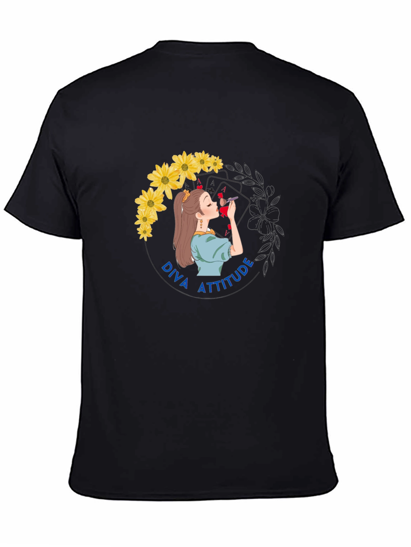 Diva Attitude Graphic Print Black T-Shirt