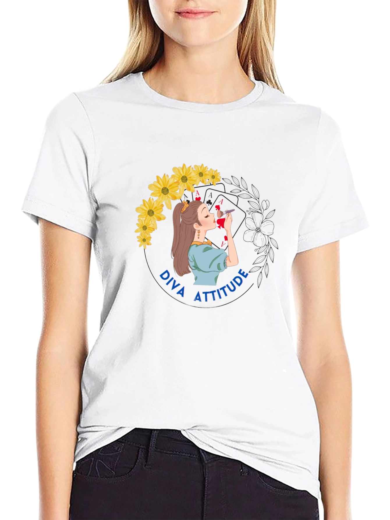 Diva Attitude Graphic Print Black T-Shirt