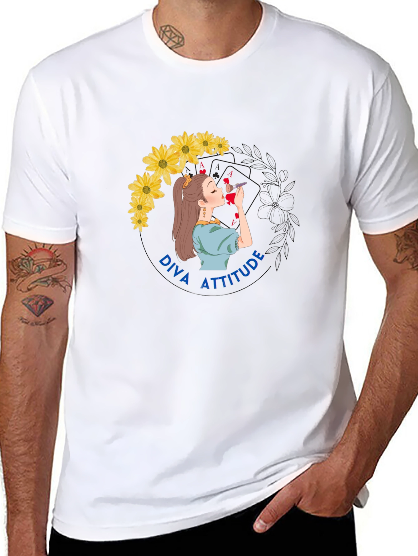 Diva Attitude Graphic Print Black T-Shirt