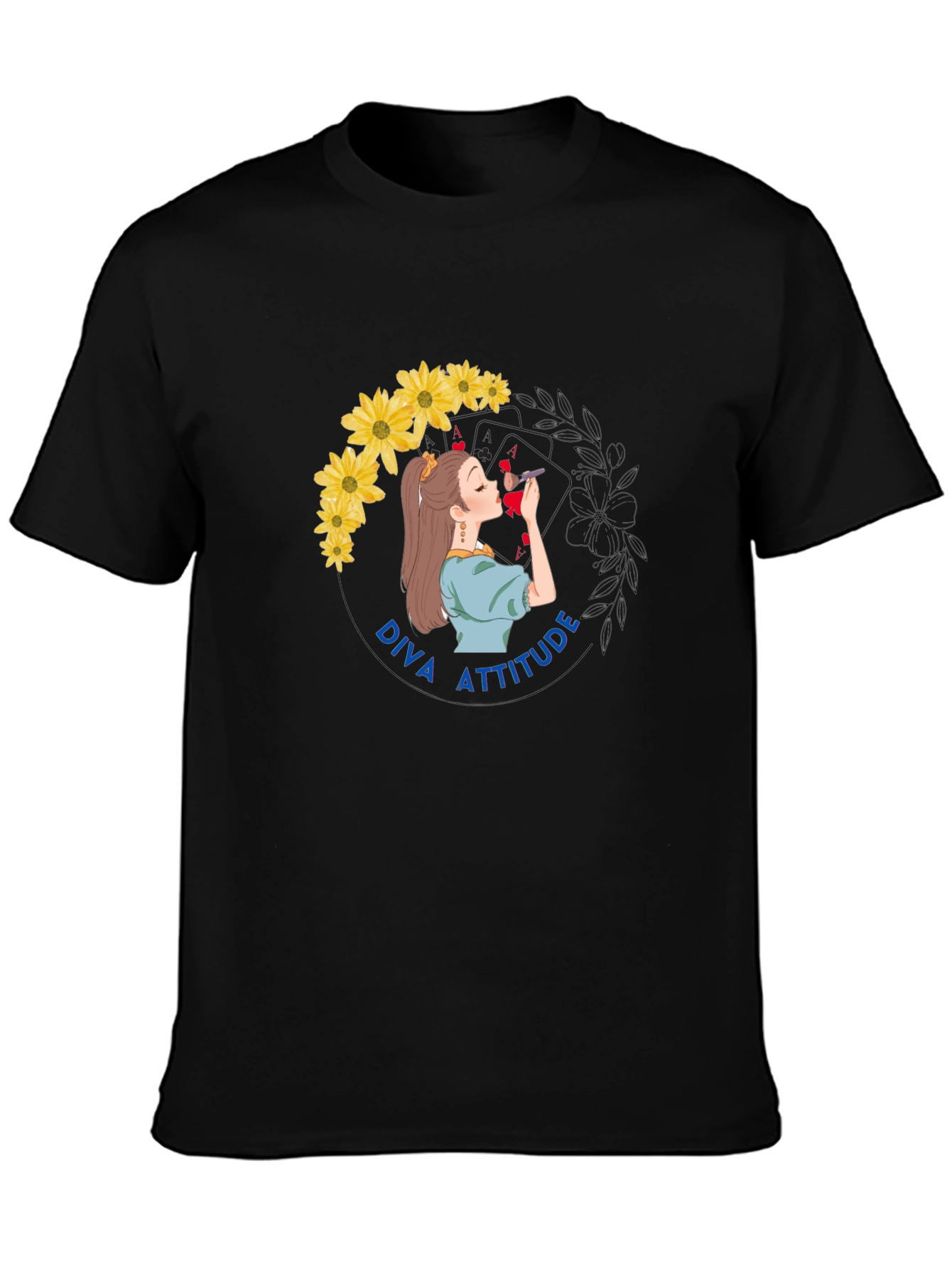 Diva Attitude Graphic Print Black T-Shirt
