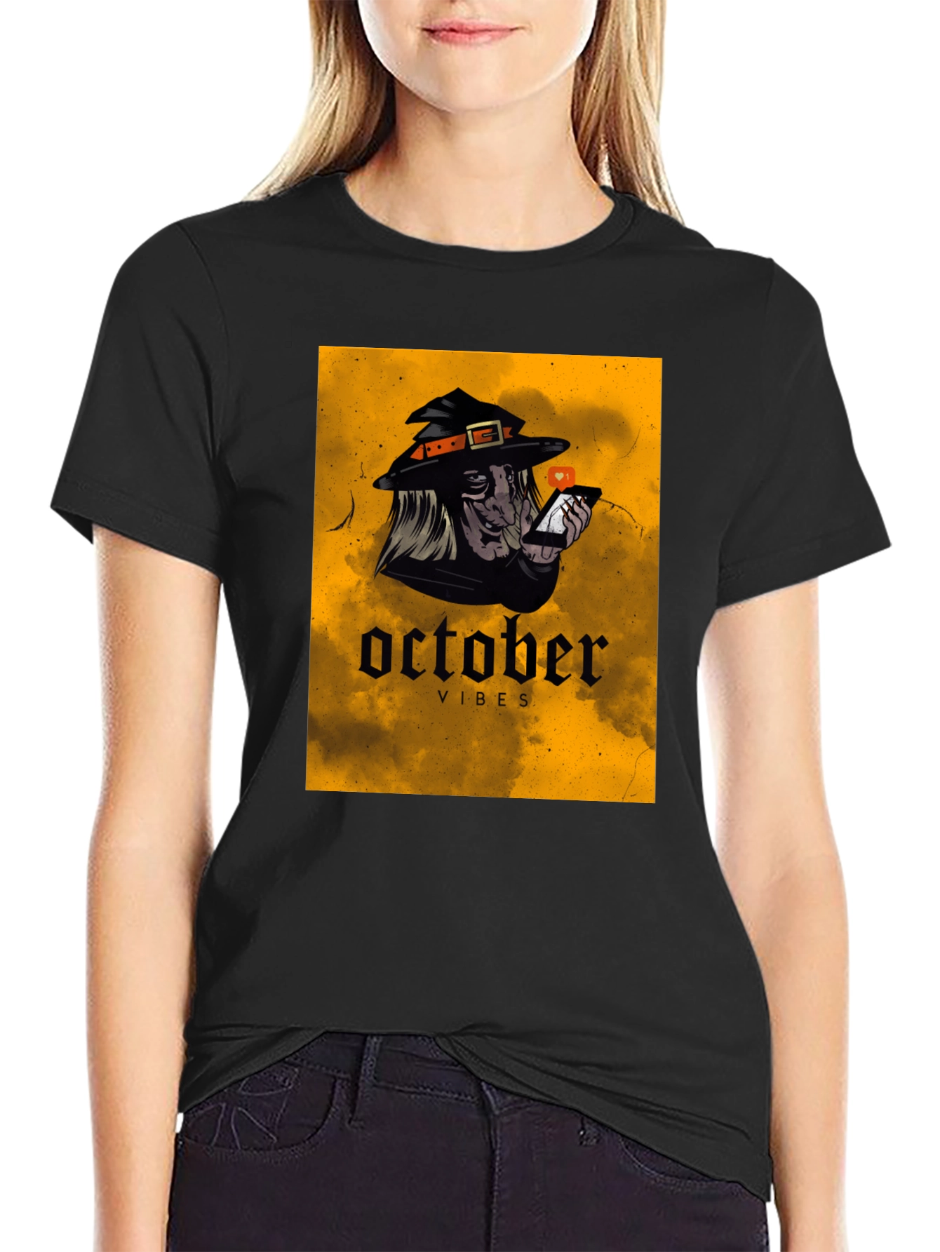 October Vibes Witch T-Shirt - Halloween Style