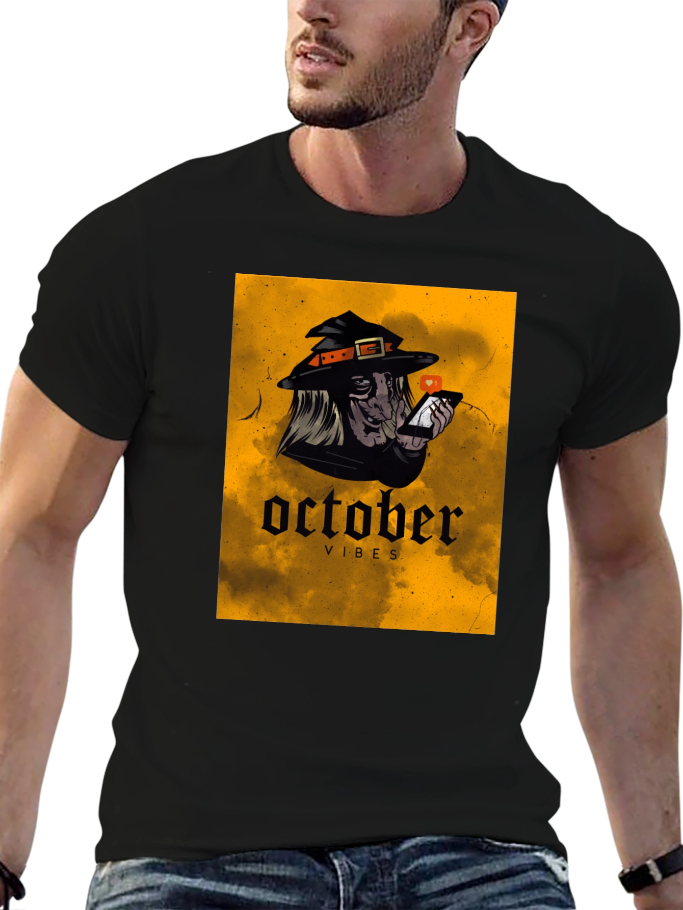 October Vibes Witch T-Shirt - Halloween Style