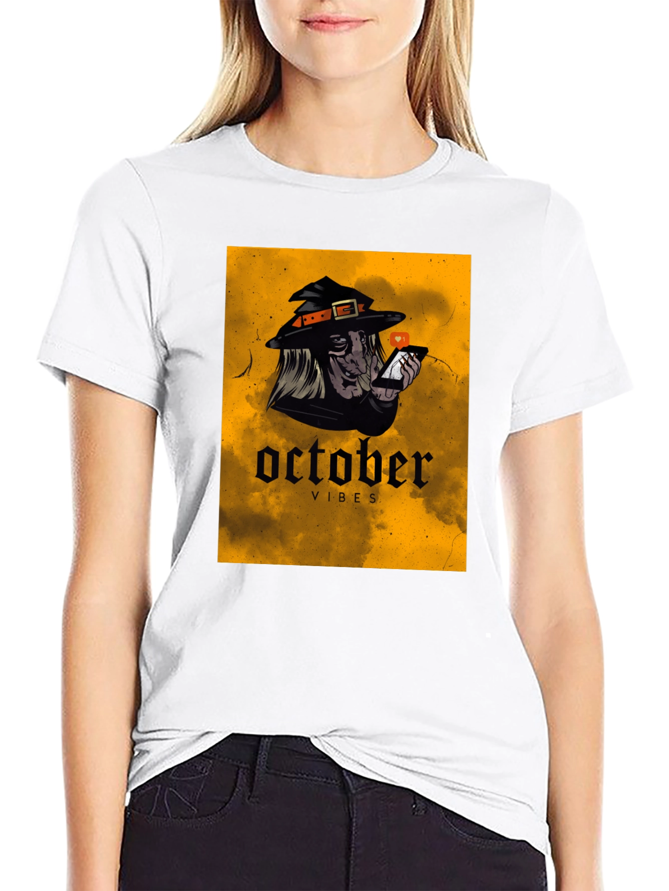 October Vibes Witch T-Shirt - Halloween Style
