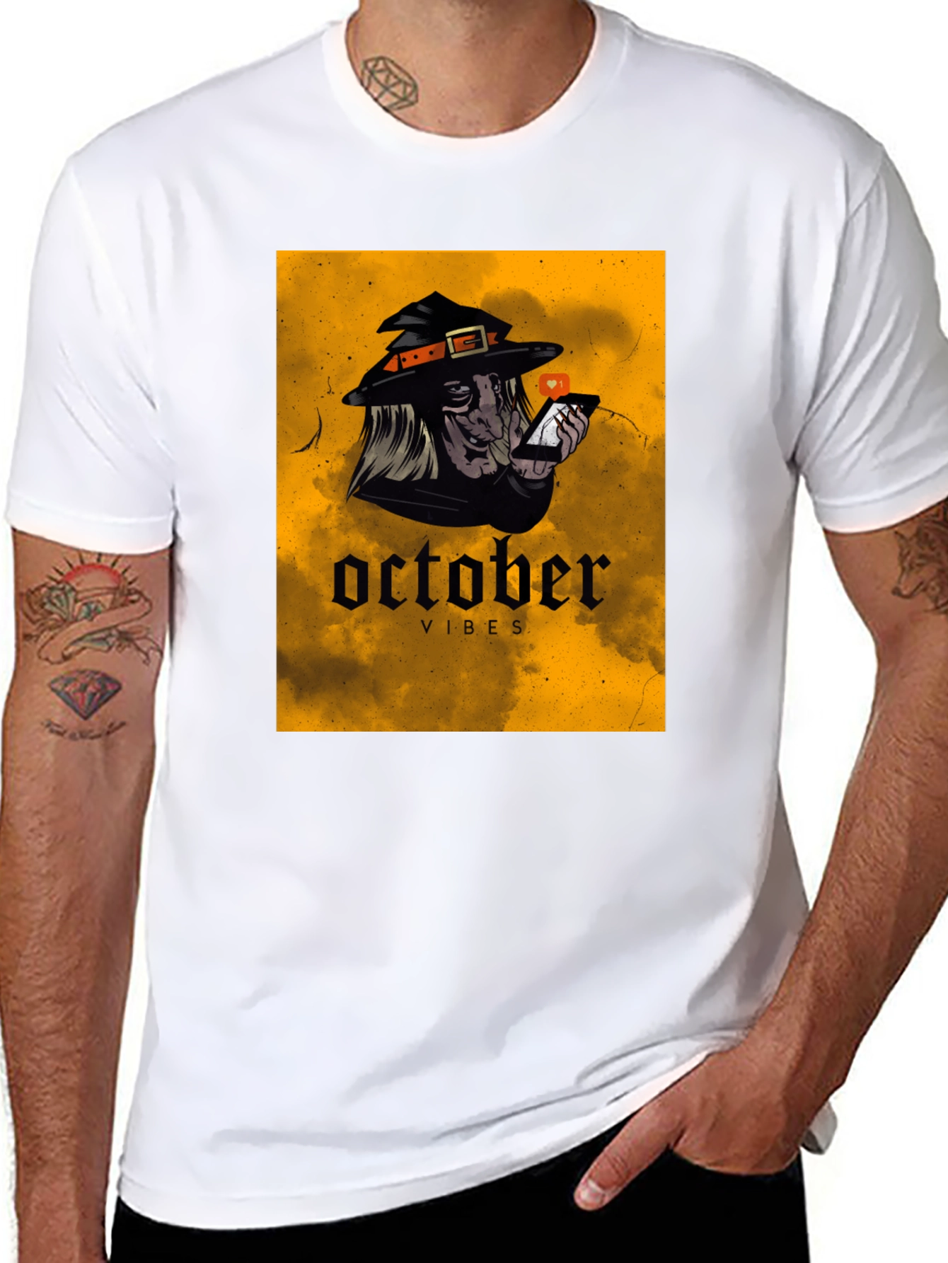 October Vibes Witch T-Shirt - Halloween Style