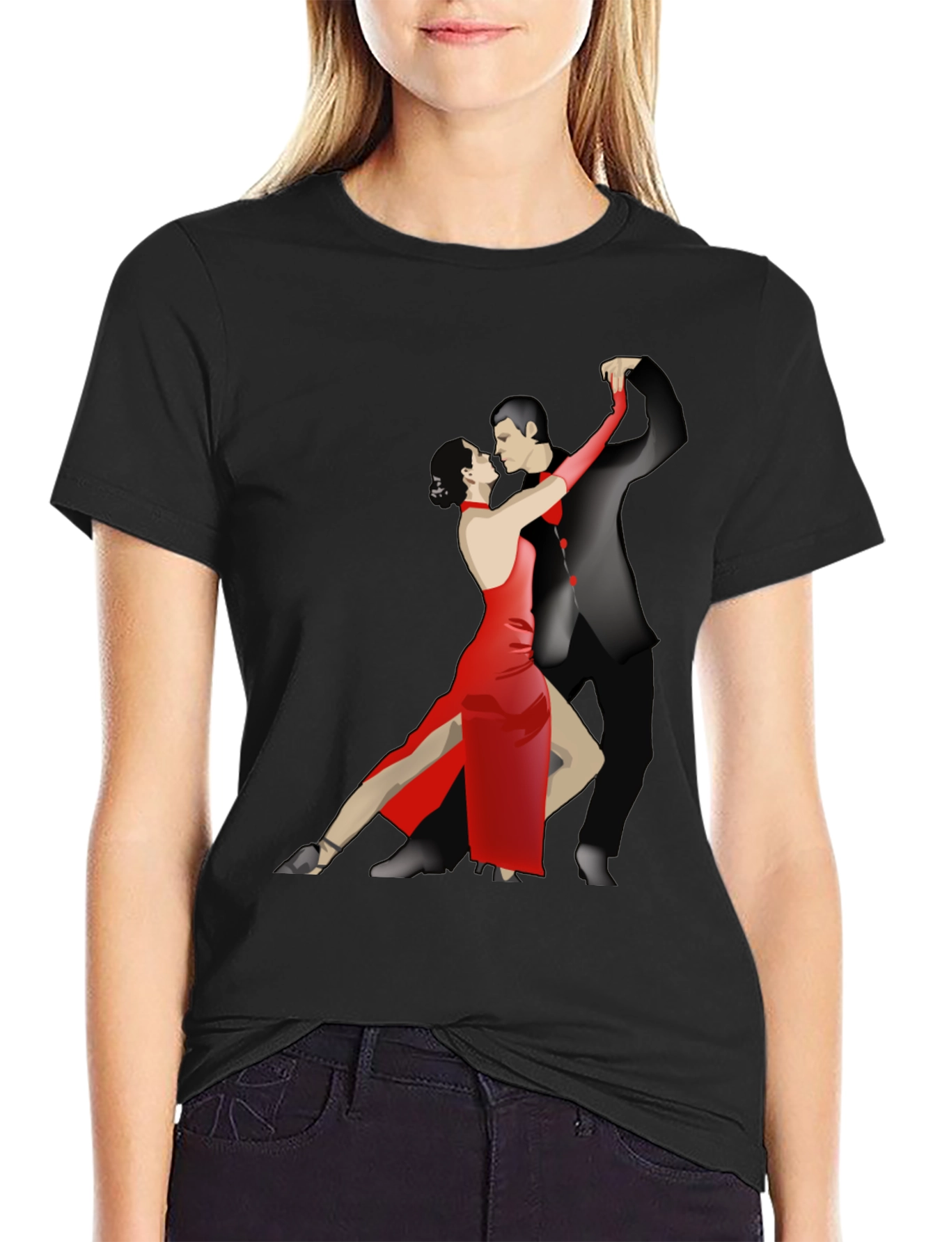 Tango Dance Graphic Tee - Stylish Black T-Shirt