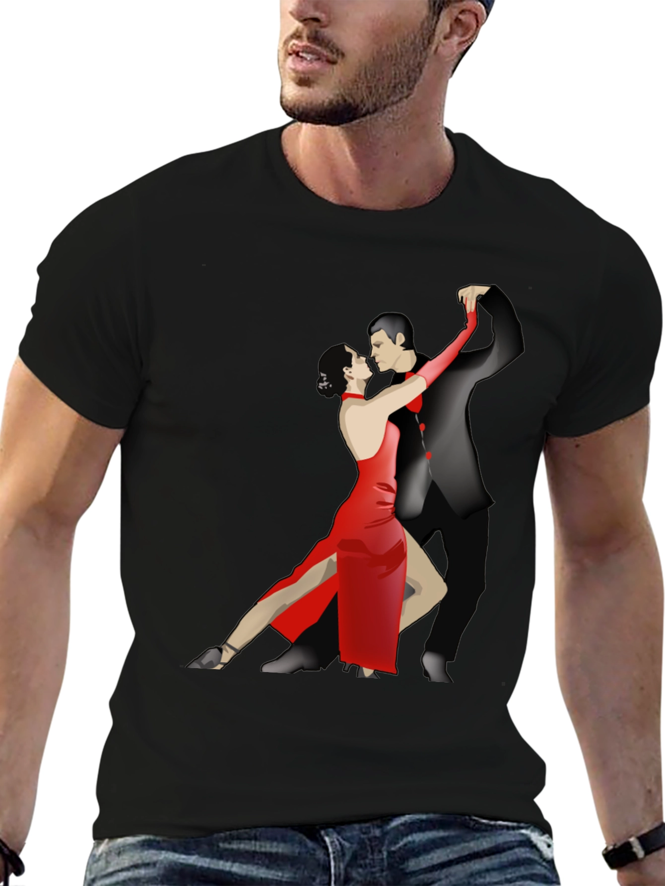 Tango Dance Graphic Tee - Stylish Black T-Shirt