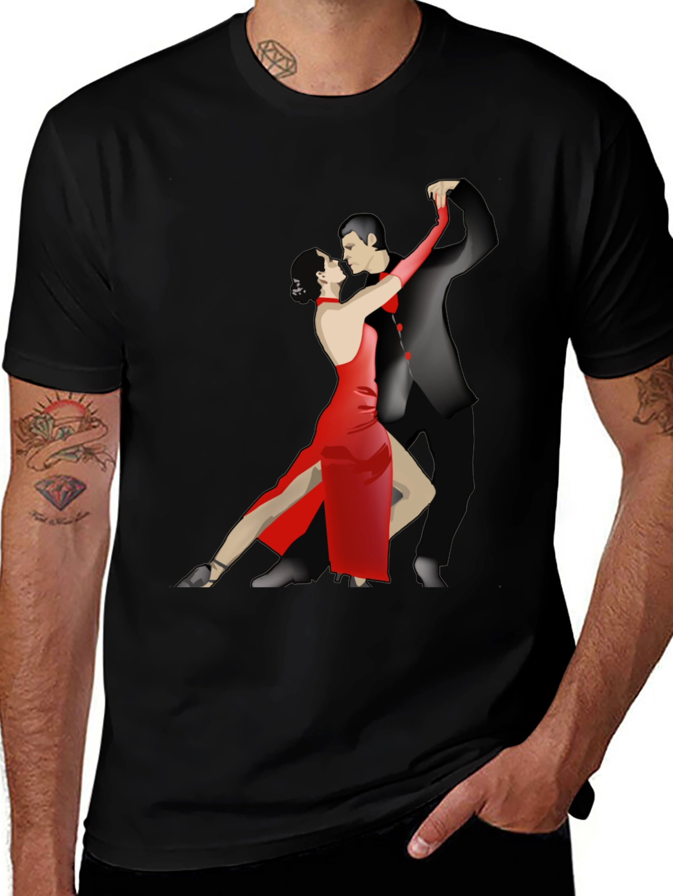 Tango Dance Graphic Tee - Stylish Black T-Shirt