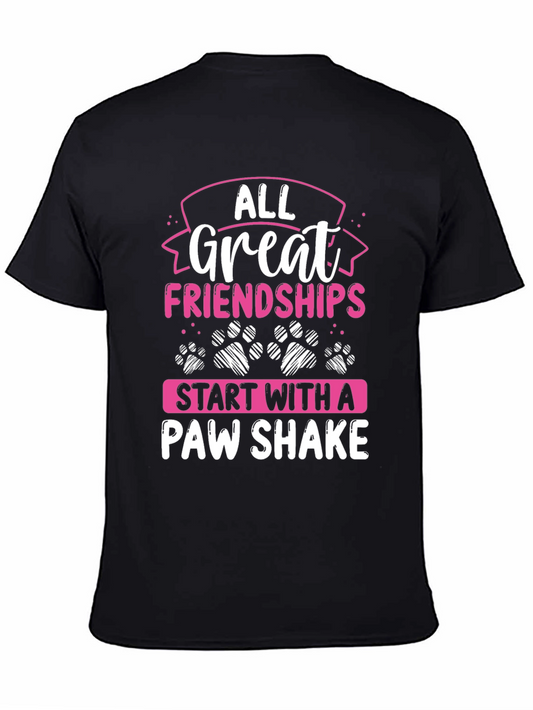 All Great Friendships Paw Shake Black T-Shirt