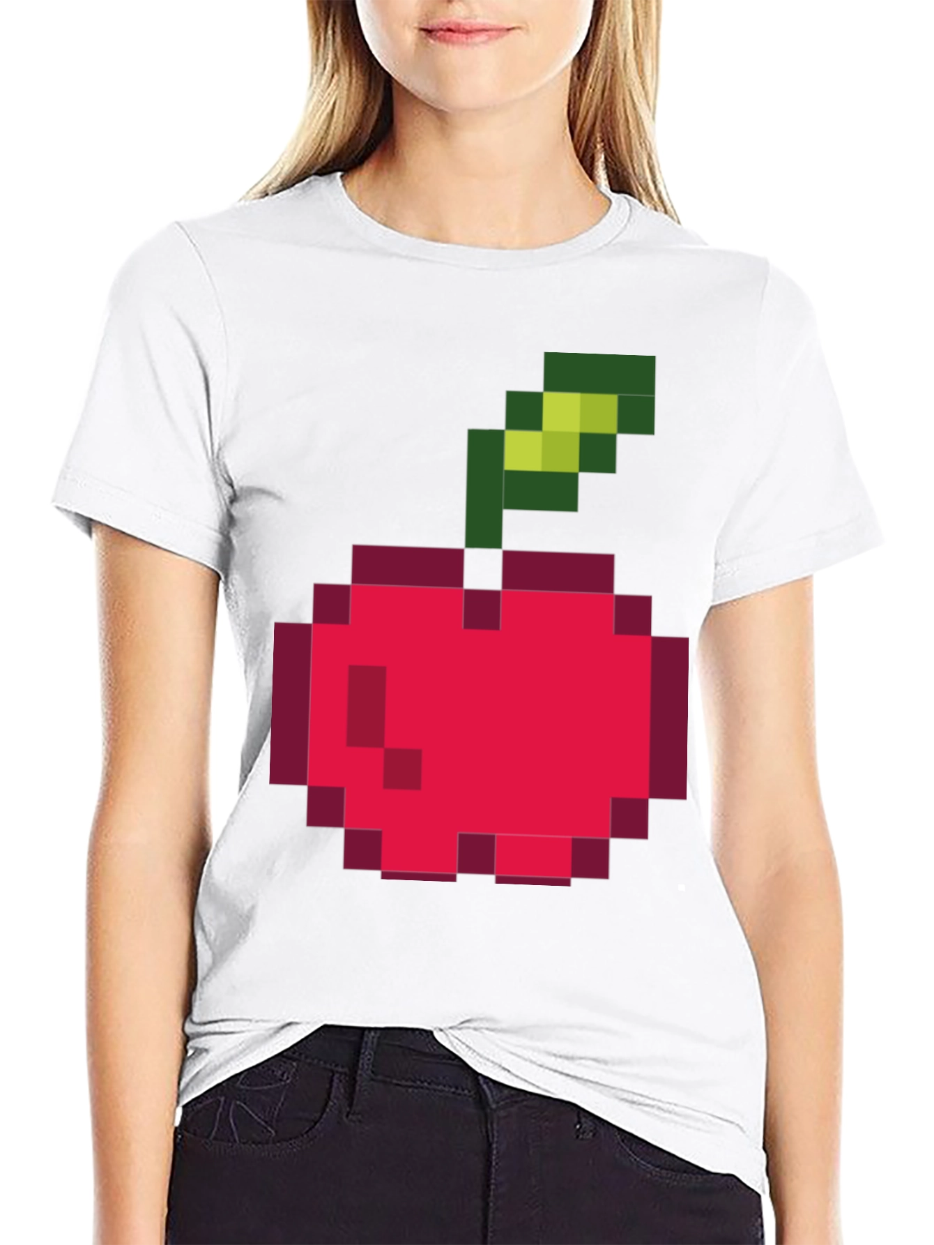 Pixelated Cherry Graphic Tee - Retro Style
