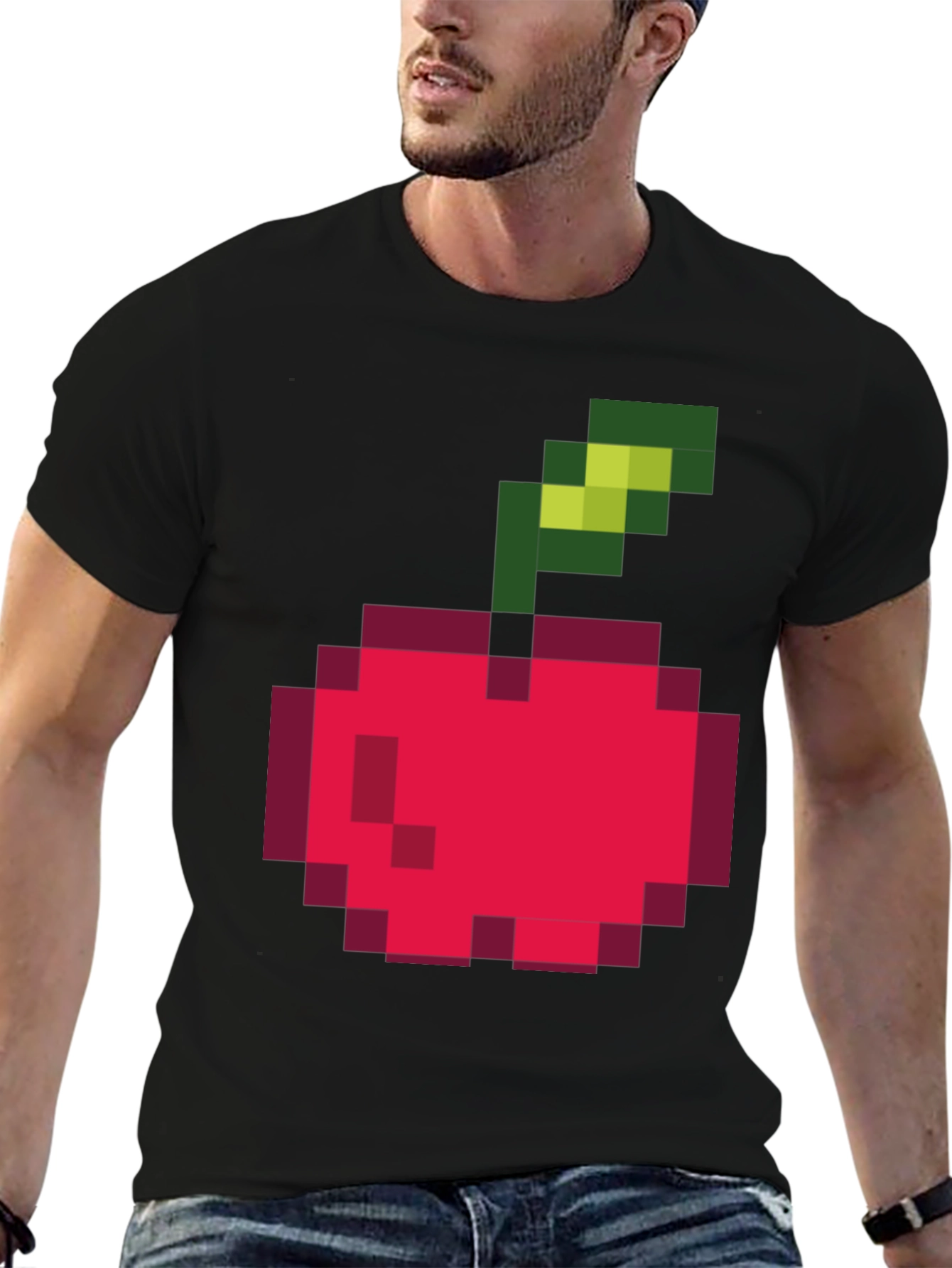 Pixelated Cherry Graphic Tee - Retro Style