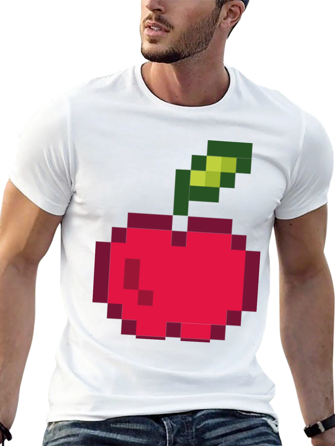 Pixelated Cherry Graphic Tee - Retro Style