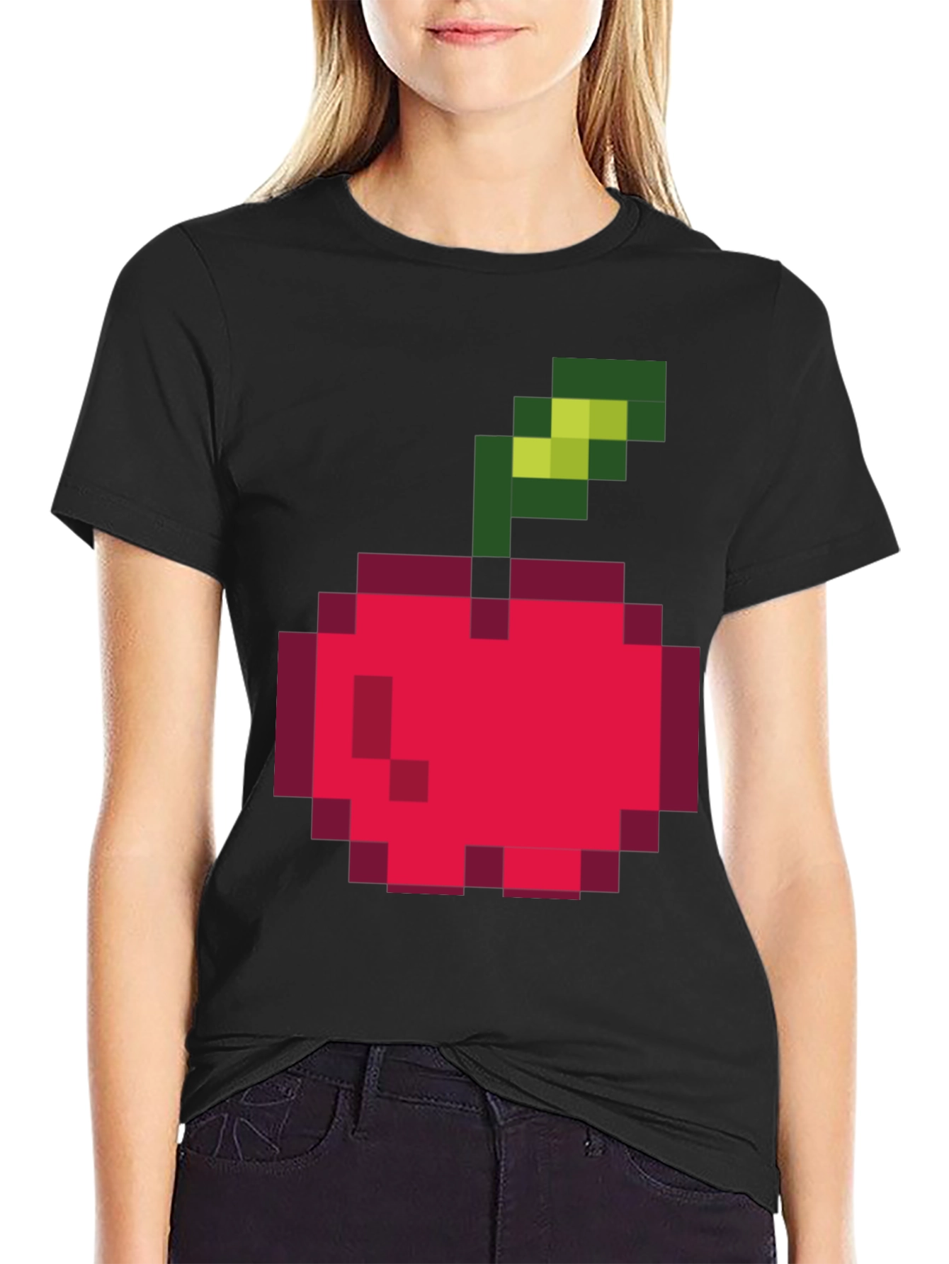 Pixelated Cherry Graphic Tee - Retro Style