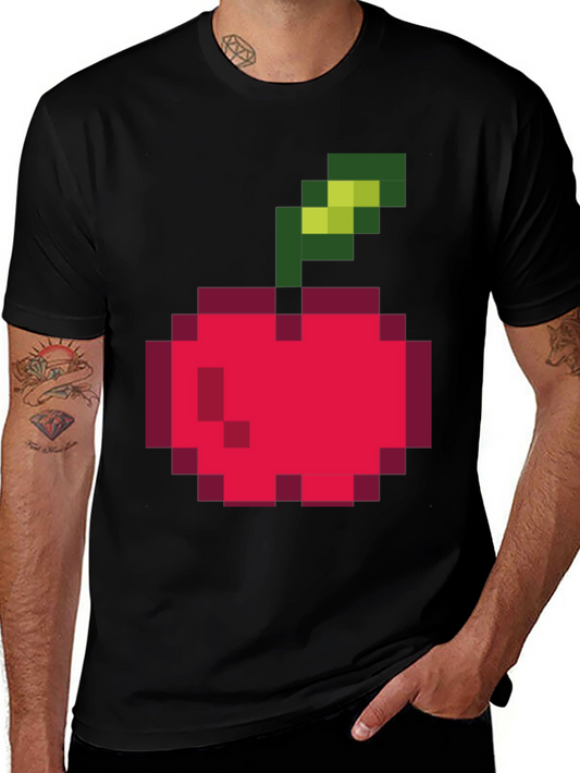 Pixelated Cherry Graphic Tee - Retro Style