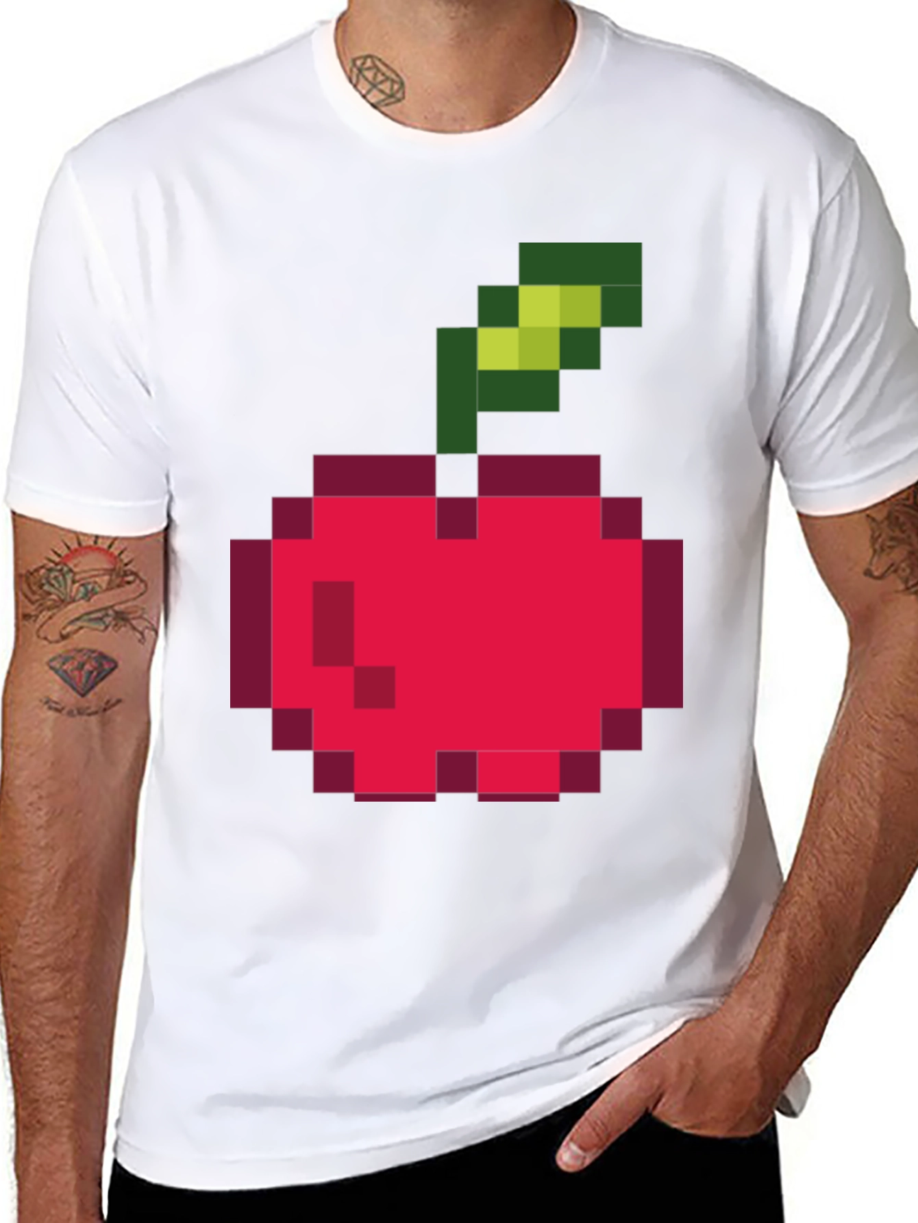 Pixelated Cherry Graphic Tee - Retro Style