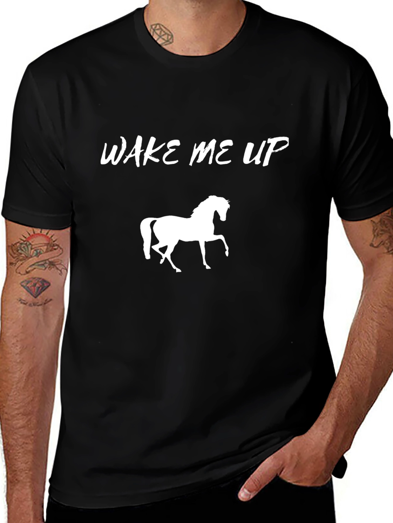 Wake Me Up Horse Graphic Black T-Shirt