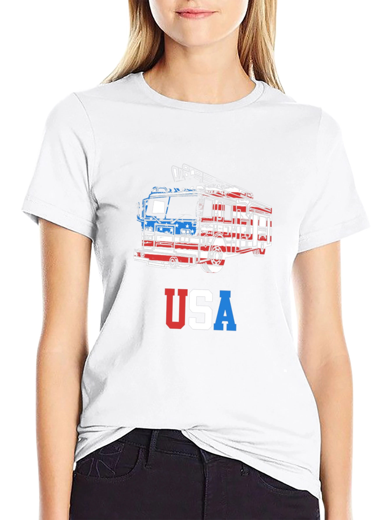 USA Firetruck Patriotic T-Shirt
