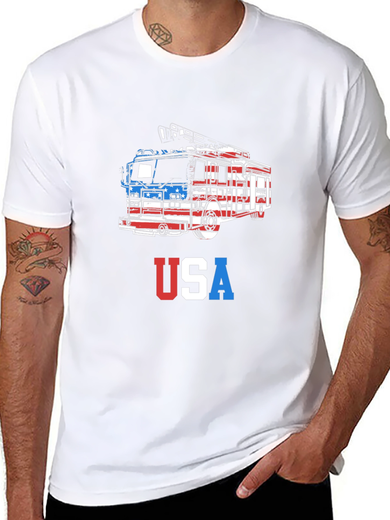 USA Firetruck Patriotic T-Shirt
