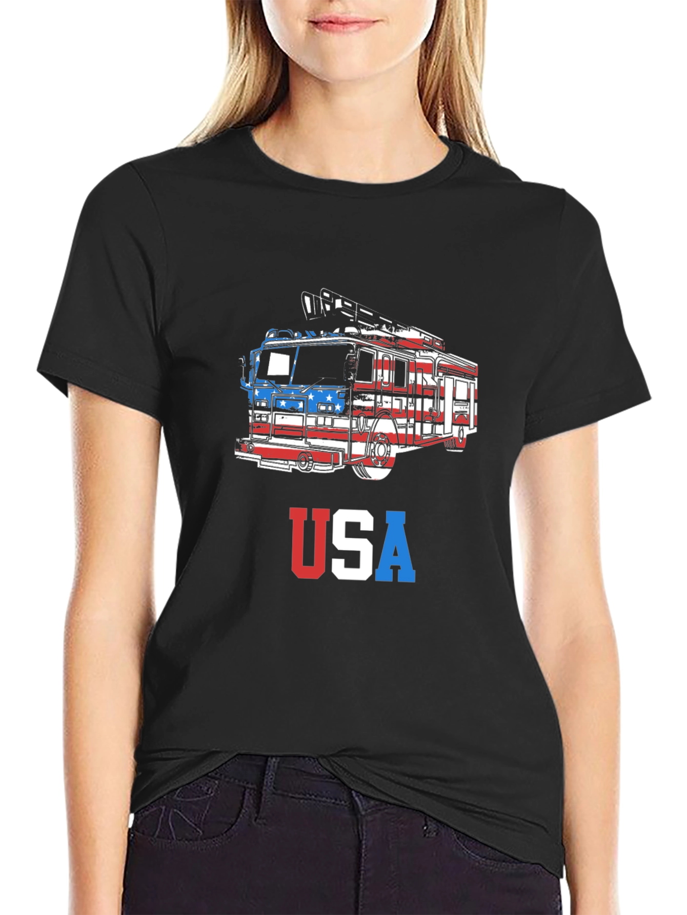 USA Firetruck Patriotic T-Shirt